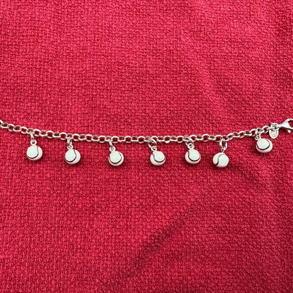 RARE Designer Hidalgo Sterling Silver Enamel 7 Baseball Charm Bracelet - 7"
